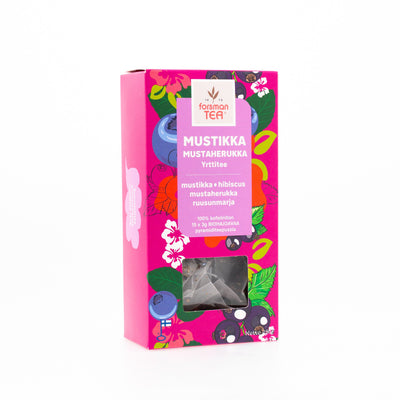 Mustikka Mustaherukka Hibiscus pyramiditee Yrttitee Forsman Tee