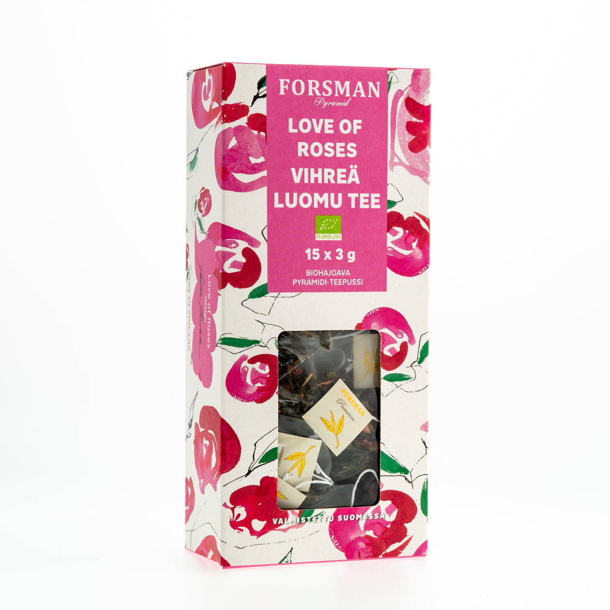 Luomu Love of Roses pyramiditee Vihreä tee Forsman Tee